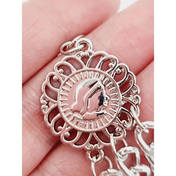 Retro Y2K Coin Belt 15-36" Layered 3 Strand Front Chain Cameo Coin Dangle Chic - Picture 3 of 12